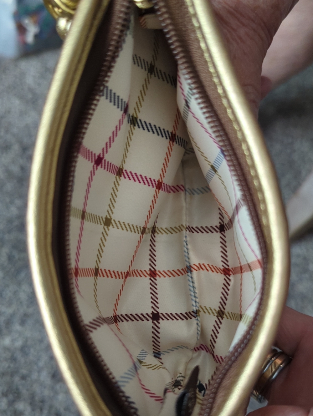 Coach Signature Canvas and Leather Wristlet With Snap Head, Tattersall Lining - Picture 9 of 10
